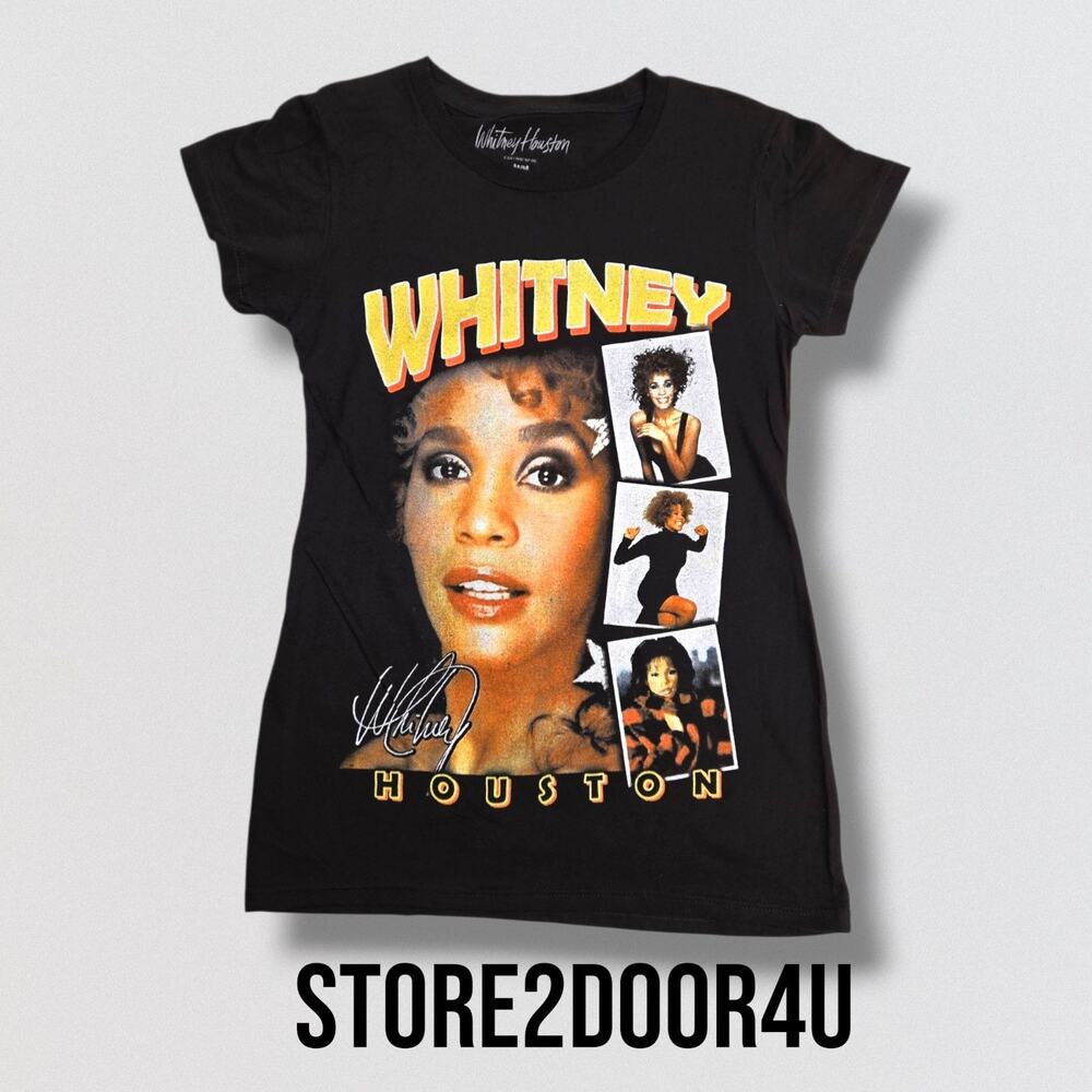 WHITNEY HOUSTON Big Face Graphic T-Shirt Adult MEDIUM Music Tee Concert Style